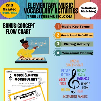 2nd Grade Elementary Music Vocabulary Activities MATCHING!