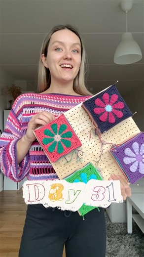 Day 31! 🌸 40 granny squares done!! 😍