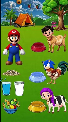 What do farm animals eat? Mario vs Jinu vs Rumi vs Sonic” #shorts