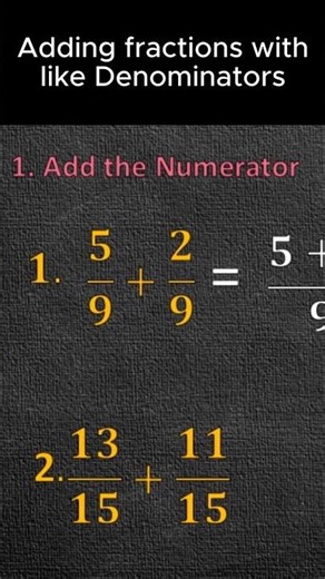 Adding Fractions in 10 Seconds 🤯 | Like Denominators Trick #shorts