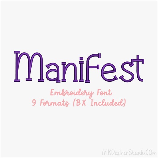 Manifest Embroidery Font – Embroidery Machine Designs (instant Download) - Etsy
