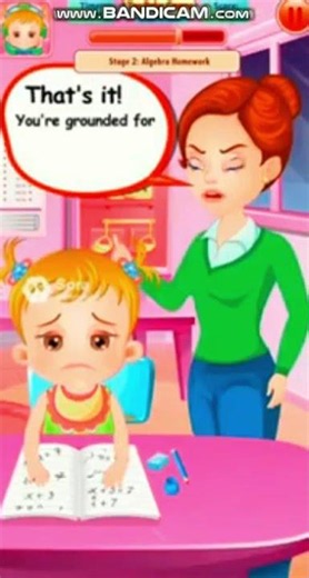 Baby Hazel crying at the homework and gets grounded