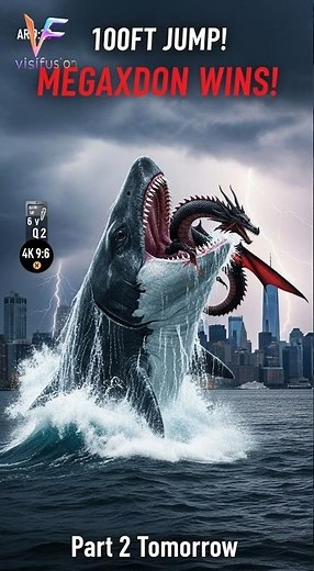 Beast Wars Ep6 Pt1: 60ft MEGALODON Jumps 100ft & Bites Dragon in Half! 🦈🐉 #aiviral