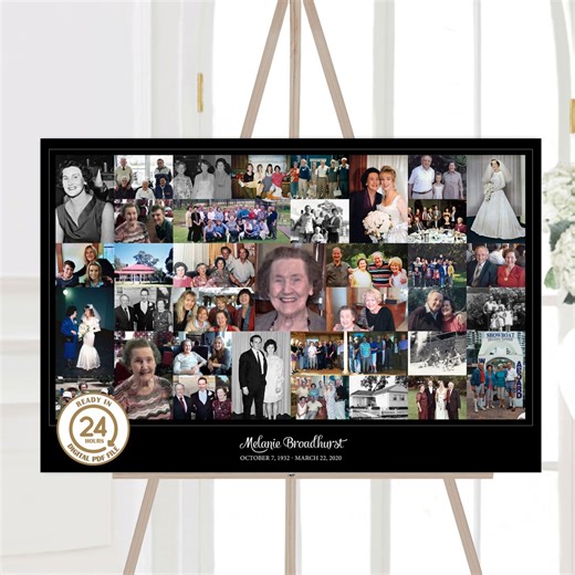 Memory Board Funeral, Funeral Memorial Photo Collage, Funeral Display, Funeral Memorial Memory Poster, Celebrate the Life - Etsy