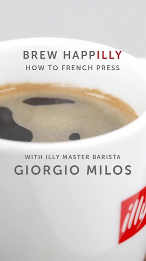 Not sure you have a handle on the correct way to French Press? Allow Giorgio Milos, illy Master Barista, to show you every last detail so you can craft the perfect cup of French Press coffee. 1. Warm a little more than 1 liter of water to almost boiling 2. Pour about 100 mL of the hot water into the carafe to warm it up and then discard 3. Measure around 40 grams of illy finely-ground coffee and add to the carafe 4. Pour 100 mL of water into the carafe, making sure to saturate the coffee 5. Shak