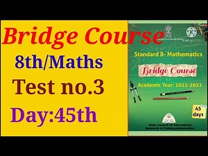 Std:8th, Bridge Course, maths, Mathematics, Day 45th, Test no.3, english and semi english