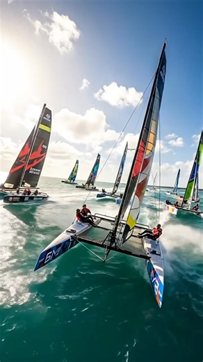 4.7K views · 47 reactions |  Catamaran Racing Madness!  Twin-hulled speed machines slicing through the sea — every wave, every gust of wind, a battle for balance and victory! Power, precision, and ocean adrenaline all in one race. ⚓ #Catamaran #SailingRace #YachtLife #OceanAdventure #SailingPower #TwinHull #SailingVibes #AdrenalineSailing #SeaLife #EpicSailing | Love Sailing | Facebook