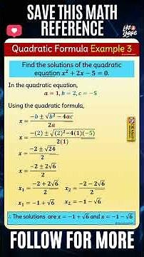 Using the quadratic formula in solving quadratic equations | The quadratic formula use