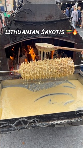 🔥 How Lithuanian Šakotis Is Made 🇱🇹 | Traditional Cake