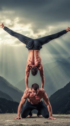 Hand to hand acrobatic performance #circusfestival