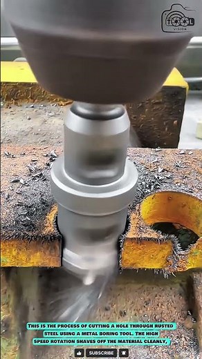 Metal Boring Tool: Rusted Steel Hole Cutting Technique #innovationtools