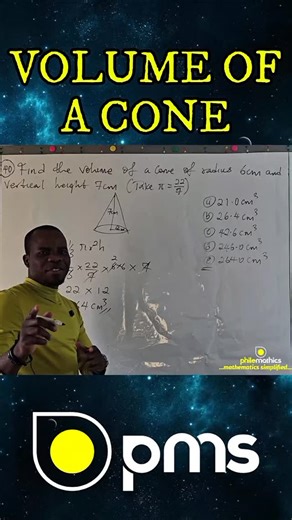 Philemon Akubueze on Instagram: "Master the Volume of a Cone in Minutes (With Examples) #volumeofcone #philemathics #mathematics #Neco2025 #fyp"