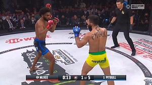 The final moments of round 1️⃣. Round 2️⃣ between AJ McKee and Patricio Pitbull Freire is LIVE NOW on Showtime Sports! #Bellator277 | Bellator MMA
