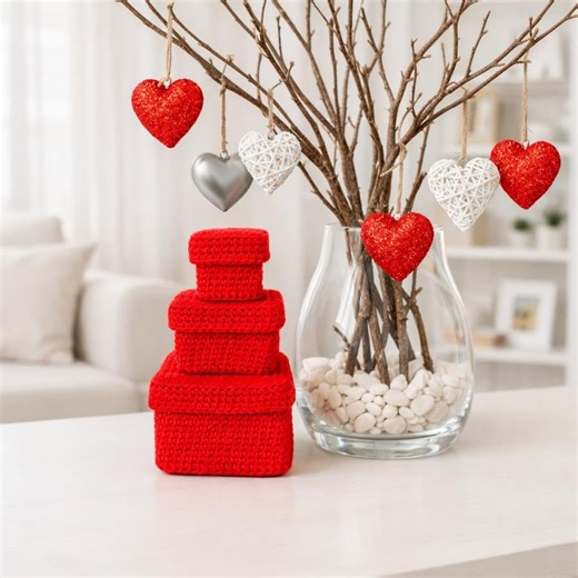 Crochet Gift Box Pattern – Nesting Storage Boxes Set of 3, Reusable Valentine Gift, Organizer PDF - Etsy