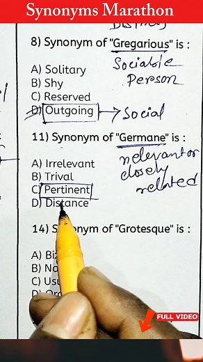 Synonym Marathon Short | #shorts #competitiveexams #viral #synonyms