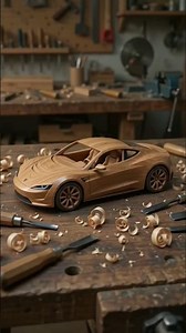 I Built a Tesla Roadster From a Block of Wood! 🤯🚗🪵 ASMR #shorts