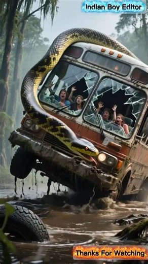 Giant Python Attack Florida Bus 30-Foot Lion God Battles to Save #ai #shorts 😱 🐍