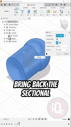 Fusion360: Shell #3dprinting #fusion360tutorial #fusion360