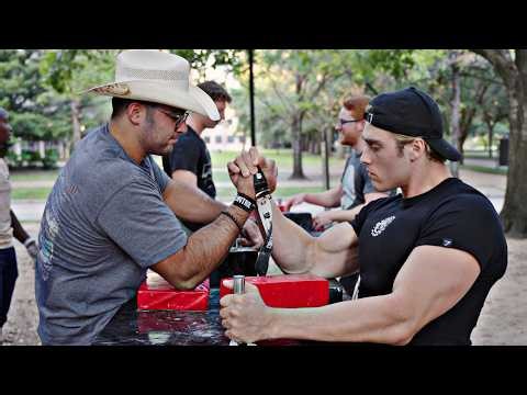 Challenging College Kids to Arm Wrestle at Rice University