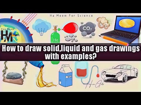 How to draw Solid, Liquid, Gases, Drawing with Examples Easy step by step/Haa-Meem 4science