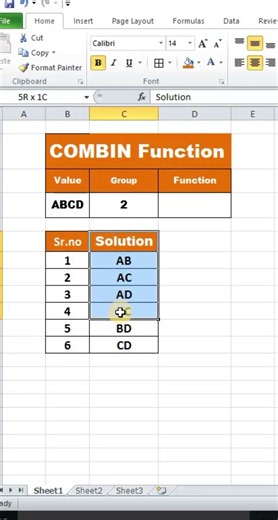 COMBIN Function in Excel | Calculate Combinations Easily