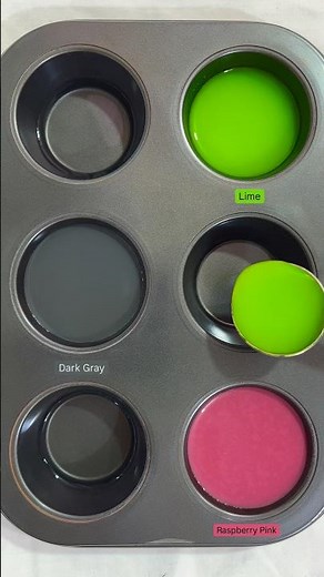 Guess the Color | Raspberry pink + lime + dark gray #colormixing #amazing