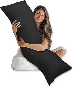 Utopia Bedding Full Body Pillow for Adults (Black, 20 x 54 Inch), Long Pillow Insert for Sleeping, Ideal for Side Sleepers