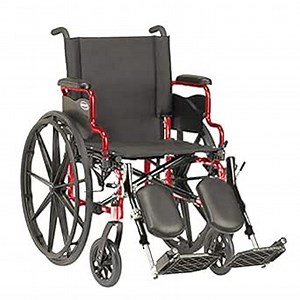 Invacare 9XT-V22 Series 9000 XT High Performance Lighter Weight Wheelchair with Desk Length Arms and Elevating Legrest with Padded Calf Pad, 18" Seat Width, Electric Red