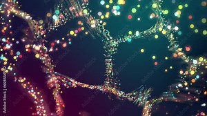 dynamic, multi-colored backdrop with luminous particles against a dark bg fly or float form array of glitter, creating a truly memorable visual experience. Motion graphics glow particles with trails