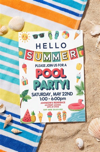 Personalized Pool Party Invitation, Summer Party Invitation, Swimming Party Invitation, Teen Pool Party Invitation - Etsy