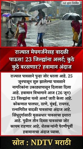 राज्यात मेघगर्जनेसह वादळी पाऊस! 23 जिल्ह्यांना अलर्ट; कुठे कुठे बरसणार? हवामान अंदाज