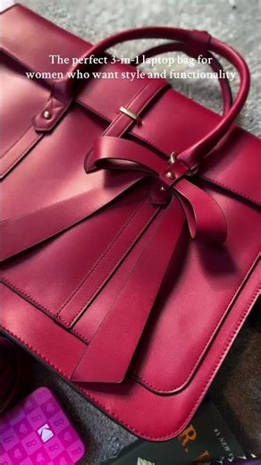 MOSISO Bag for Women,Laptop Shoulder Bags Convertible Backpack,Work Briefcase with Bowknot, Wine Red