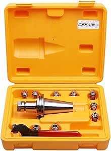 Accusize Industrial Tools Cat40 Shank + 10 Pc Er16 Collet Set, 1/32'' to 3/8'' plus a Wrench in Fitted Strong Box, Ct40-Er16
