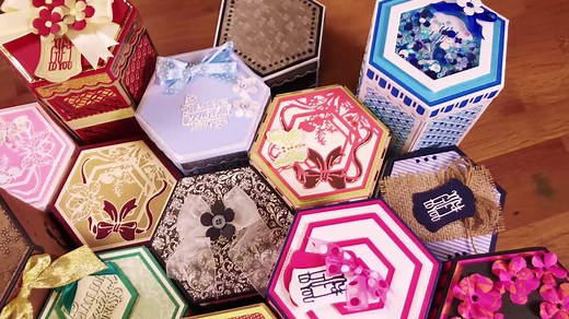 Join Jodie Johnson 10am BST Friday 15th of September for the HOCHANDA launch of the brand new Dimensions Kaleidoscope Box Die Sets 🎁🎉 Create stunning, hand crafted boxes effortlessly with our new Kaleidoscope Box Die Sets. Mix and match side panel dies, with lid and base dies, to create a vast range of different sized and shaped boxes. Our launch of this exciting new range features Octagon and Hexagon shaped boxes and three distinct wall panel sets. Kaleidoscope boxes are ultra versatile - wit