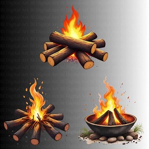 12 Bonfire Campfire Cliparts, Camping Fire Images, Printable Watercolor Graphics, Hi-res PNG | JPG, DIY & Junk Journal, Instant Download - Etsy