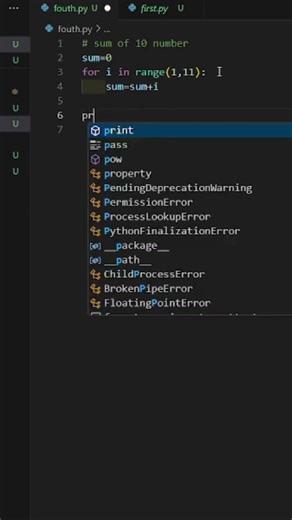 Python for Beginners: Add Numbers 1 to 10 Easily! #coding #python #codingforbeginners #youtubeshorts