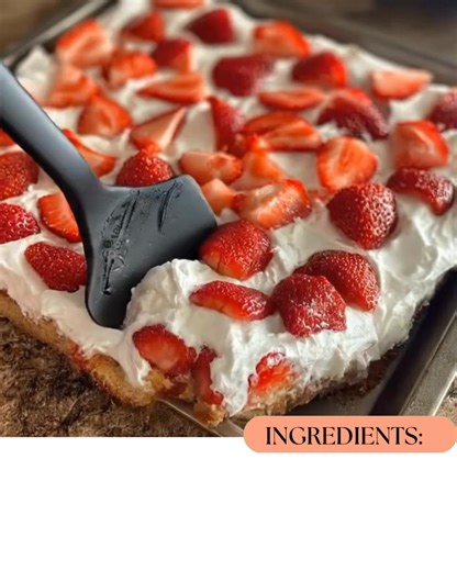 Sheet Pan Strawberry Shortcake Fluffy biscuit-style cake, clouds of whipped cream, and juicy strawberries all in one pan—this is big-batch shortcake made easy and made to disappear. 📝 Ingredients 1 cup cultured lowfat buttermilk 2 large eggs 4 tsp vanilla extract, divided 4 cups all-purpose flour 1¼ cups granulated sugar, divided 4 tsp baking powder 2 tsp baking soda ½ tsp fine salt 1 cup cold butter, cubed 2 Tbsp butter, melted 32 oz strawberries, sliced or quartered 1 tsp lemon zest 8 oz crea