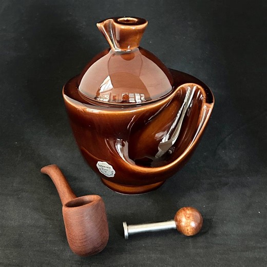 Vintage French Ceramic Tobacco Jar Humidor – Céramique D’art 1950s Pipe Holder W/ Tamper - Etsy