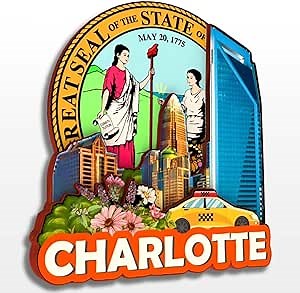 Charlotte North Carolina USA America Fridge Magnet Wooden Collection 3D Wood Handmade Travel City Souvenirs Refrigerator Magnet Home Decoration Gift -64