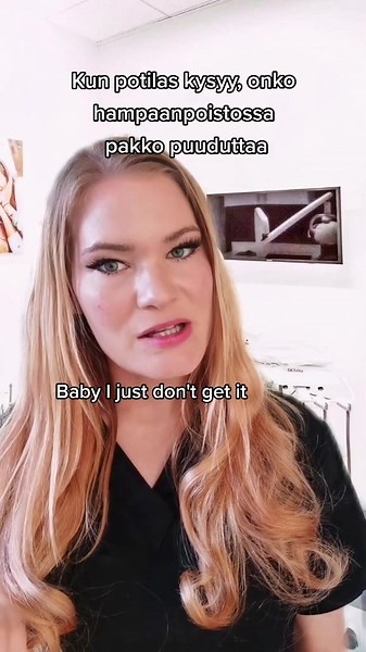 Heiluvaa maitohammasta ei nyt tarvi puuduttaa, mutta muuten.. 😬 #hammashoitaja #tiktokhammashoitaja #hammaslääkärissä #hammashoitolassa #suunterveys #hampaidenhoito #puudutus #hampaanpoisto