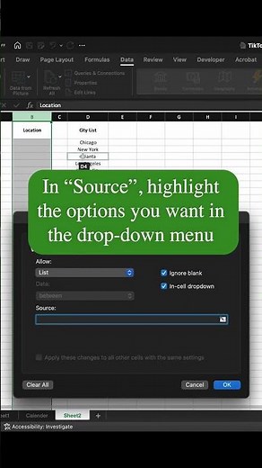 Create a drop-down list in Excel! #excel #exceltips #exceltricks