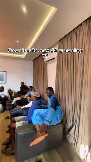 The contrast between the groom’s suite and the bride’s suite is on a wedding morning is often striking—almost like two different worlds existing under the same countdown. The groom’s suite is usually calm, playful, and relaxed. It is a space filled with laughter, light conversations, and a sense of “we’ve got this.” On this particular morning, the groom and his boys were comfortably settled, streaming @BehindtheScenes by @Funkeakindele, enjoying the humor and letting the hours roll by. Ties were