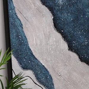Navy Blue Gray Abstract Ocean Painting Horiztonal Dark Blue 3D Plaster Textured Art Original Painting Canvas Coastal Framed Large Wall Decor - Etsy