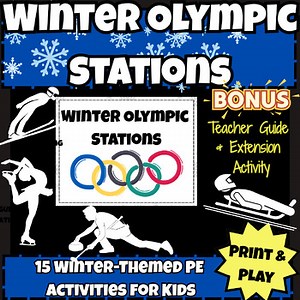 Winter Olympic PE Stations | 15 Olympic & Winter-Themed Activities for Kids