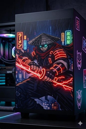Cyberpunk Samurai PNG SVG | Neon Red Katana Anime Art (digital Download) - Etsy