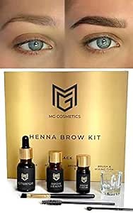 Eyebrow Henna Color Kit Colors Brow Hair | BONUS VIDEO TUTORIAL | Professional Salon & At Home DIY Brow Coloring kit | Vegan Cruelty Free | Complete Kit Instant Semi Permanent Coloring | MG COSMETICS