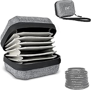 JJC Hard Shell Camera Lens Filter Case Up to 67mm (62mm 58mm 55mm 52mm 49mm 46mm 43mm 40.5mm 37mm),Water Resistant & Dustproof,Camera Filter Pouch with Microfiber Cleaning Cloth for Photography