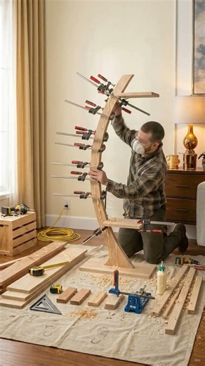 DIY Building a Luxury Wooden Plant Stand from Scratch #shorts