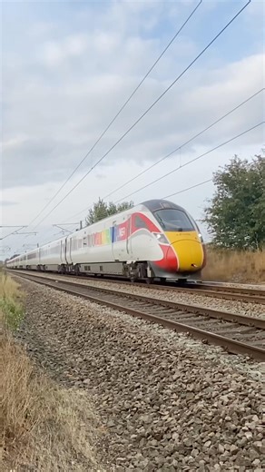 Part cancelled L.N.E.R Azuma at speed passing Tuxford