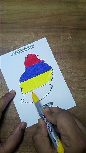 Drawing the Mauritian Flag inside the Mauritius Map | Flag & Flag #flagart